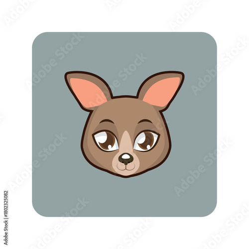 Adorable Cartoon Kangaroo Face Illustration A Sweet Marsupial Character for Children's Fun Designs