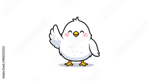 A cheerful cartoon chick with rosy cheeks gives a thumbs-up gesture, radiating positivity and encouragement in a simple, endearing illustration.