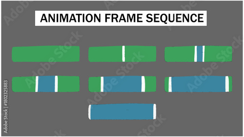 Flat Color Bar Transition Animation Frame Sequence - Graphic Reveal Wipe Effect