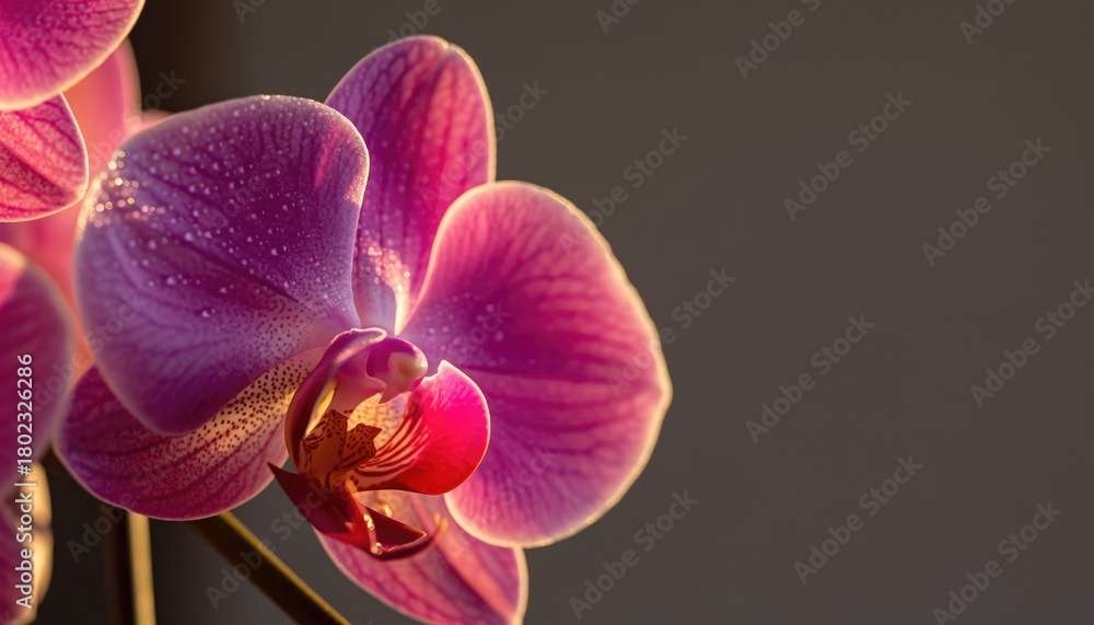 Obraz premium Close-Up of Elegant Purple Orchid Flower with Soft Morning Light