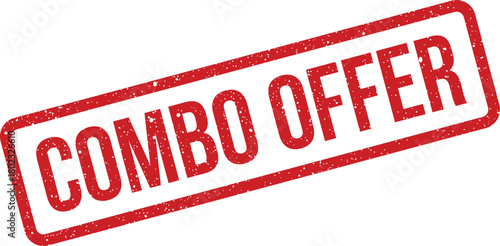A red rectangular rubber stamp displays the bold phrase COMBO OFFER with a grunge textured appearance on white