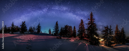 the Milky Way above the mountain hut below Chleb