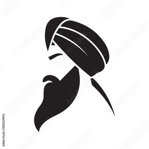 A Silhouette Representing Sikh Culture, Turban, and Beard Tradition. 