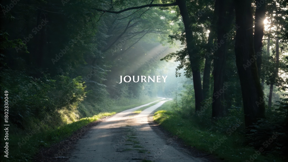 Fototapeta premium A Solitary Illuminated Forest Path Winding Through Nature