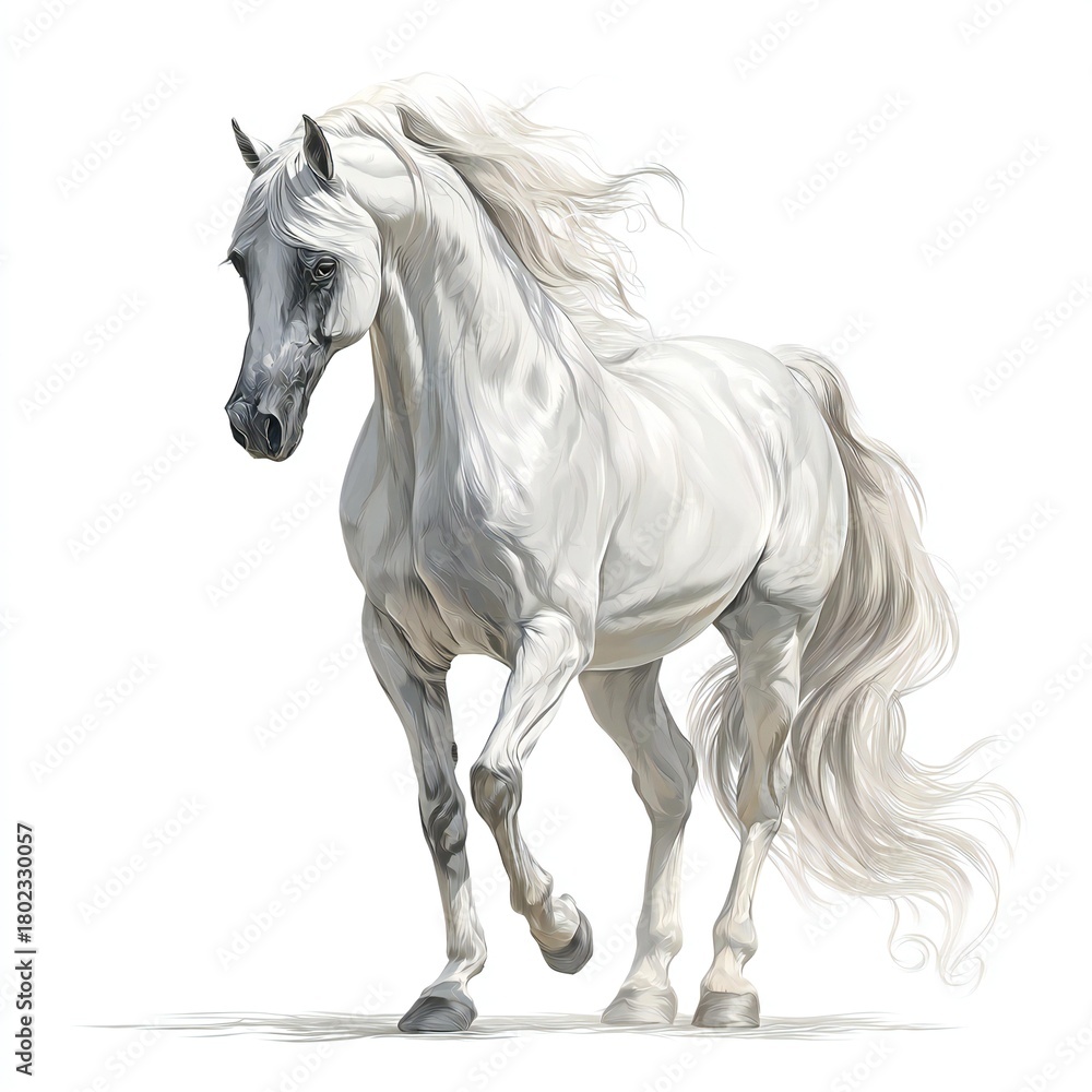 Obraz premium Majestic White Arabian Horse - Elegant Equine Portrait 
