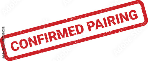 A red textured rubber stamp prominently displays the words CONFIRMED PAIRING on a clean white background