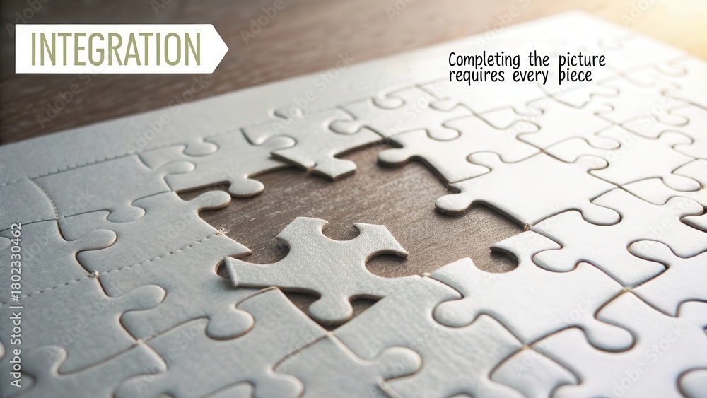 Obraz premium Completing the solution requires every piece of the puzzle on a wooden surface
