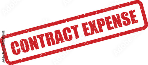 A striking red distressed rubber stamp clearly labels the significant words contract expense on a clean white background