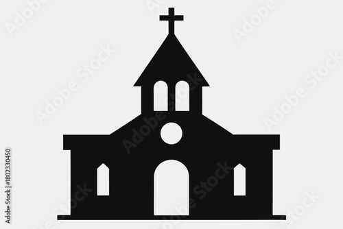 Traditional Christian Church silhouette vector, Church Building black symbol
