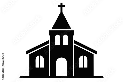 Christian House black icon, Church Logo silhouette art

