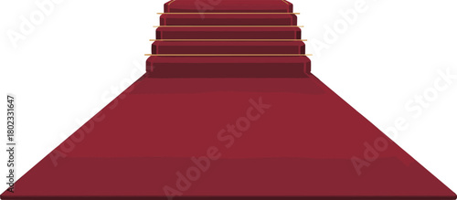 Elegant red carpet leading up a formal staircase for VIP events, award ceremonies, premieres, luxury entrances, and high-profile celebrations with dramatic perspective