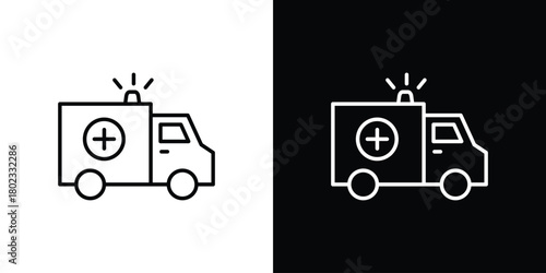 Ambulance icon. Editable stroke. thin line outline concept vector.