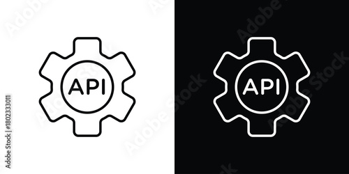 API icon. Editable stroke. thin line outline concept vector.