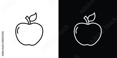 Apple icon. Editable stroke. thin line outline concept vector.