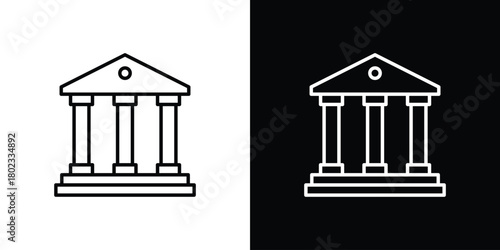 Bank icon. Editable stroke. thin line outline concept vector.