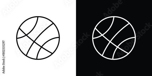 Basketball icon. Editable stroke. thin line outline concept vector.