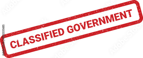 A vibrant red rectangular rubber stamp impression displaying the words CLASSIFIED GOVERNMENT on a clean white background