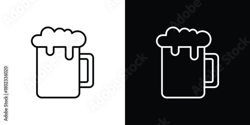 Beer mug icon. Editable stroke. thin line outline concept vector.