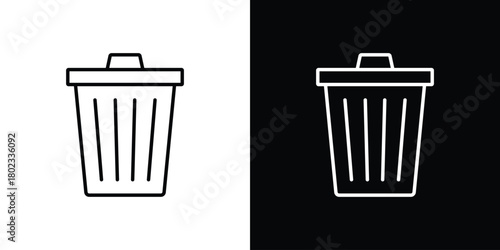 Bin icon. Editable stroke. thin line outline concept vector.