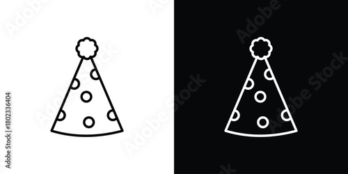 Birthday hat icon. Editable stroke. thin line outline concept vector.