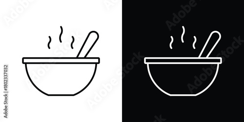 Bowl of soup icon. Editable stroke. thin line outline concept vector.