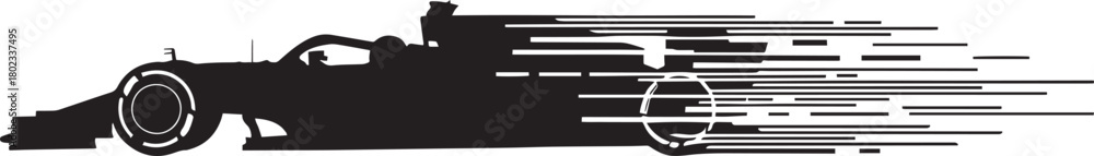 Naklejka premium Formula One Racing Car Vector Silhouette Speeding With Motion Blur Design