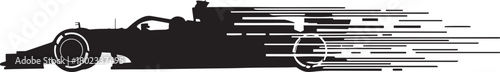 Formula One Racing Car Vector Silhouette Speeding With Motion Blur Design