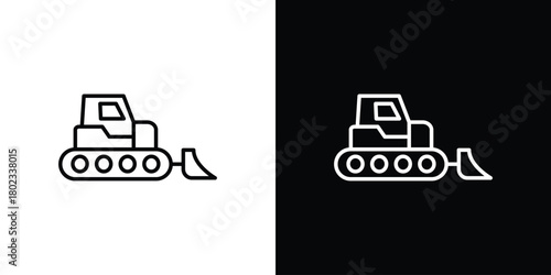Bulldozer icon. Editable stroke. thin line outline concept vector.