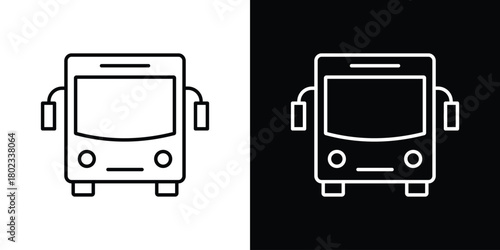 Bus icon. Editable stroke. thin line outline concept vector.