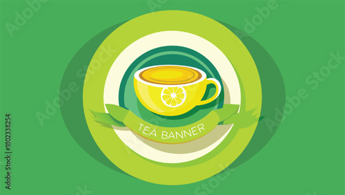 Four vertical banners featuring green leaves and tea, showcasing a natural and refreshing theme..eps