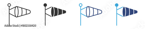 Windsock icon set, wind direction and speed information source icon, vector illustration . 