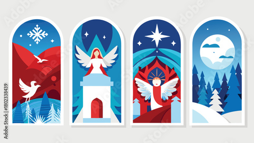 Christmas banners featuring various festive designs and colors..eps