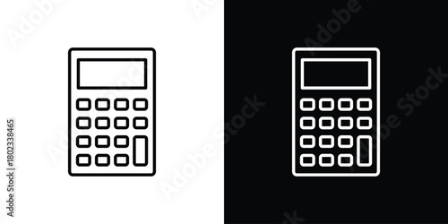 Calculator icon. Editable stroke. thin line outline concept vector.
