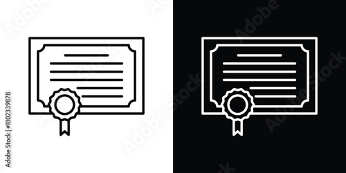 Certificate icon. Editable stroke. thin line outline concept vector.