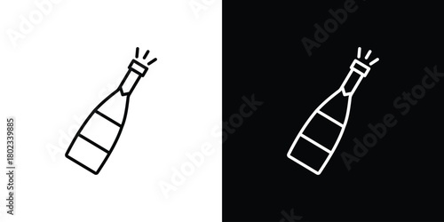 Champagne bottle icon. Editable stroke. thin line outline concept vector.