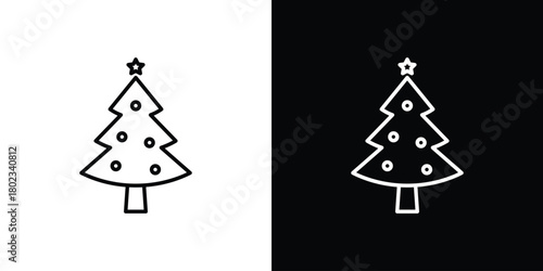 Christmas tree icon. Editable stroke. thin line outline concept vector.