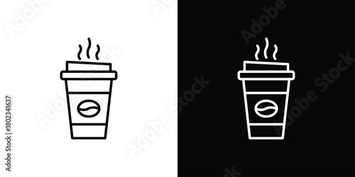 coffee cup icon. Editable stroke. thin line outline concept vector.