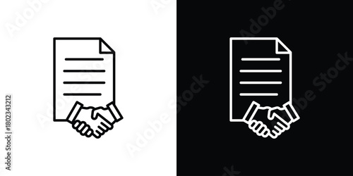 Contract icon. Editable stroke. thin line outline concept vector.