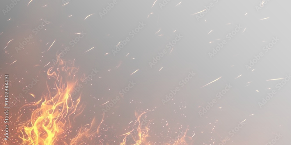 Fototapeta premium Soft flowing flames rise gently with shimmering light along their edges. The transparent background enhances the warm colors and smooth shape transitions, creating a realistic burning effect.