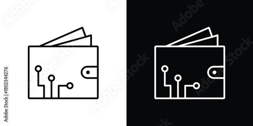 Cryptocurrency wallet icon. Editable stroke. thin line outline concept vector.