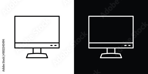Desktop icon. Editable stroke. thin line outline concept vector.
