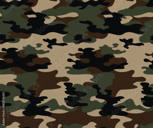 Army camouflage pattern seamless vector background, forest hunting design