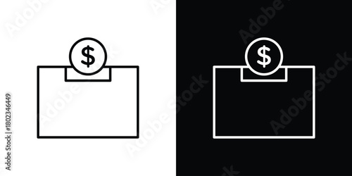Donation box icon. Editable stroke. thin line outline concept vector.