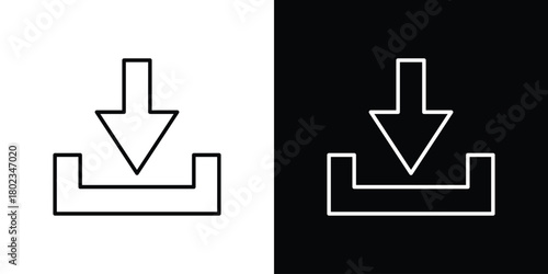 Download icon. Editable stroke. thin line outline concept vector.