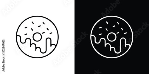 Donut icon. Editable stroke. thin line outline concept vector.