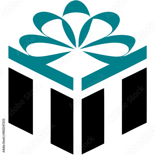 Modern Origami Gift Icon Emblem SVG