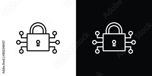 Encryption icon. Editable stroke. thin line outline concept vector.