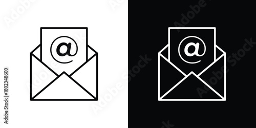 Envelope open icon. Editable stroke. thin line outline concept vector.