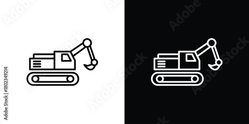 Excavator icon. Editable stroke. thin line outline concept vector.
