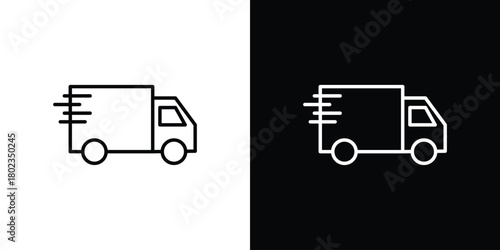 Fast shipping delivery truck icon. Editable stroke. thin line outline concept vector.